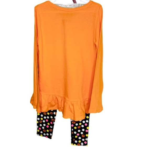 SKOOKY NIGHTS Halloween Peplum Top & Leggings Set Girl’s Size 8 - Picture 2 of 9
